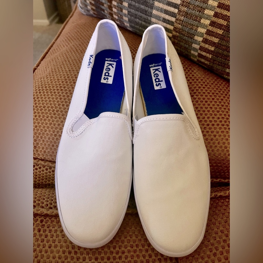 Keds White Canvas Slip Ons
